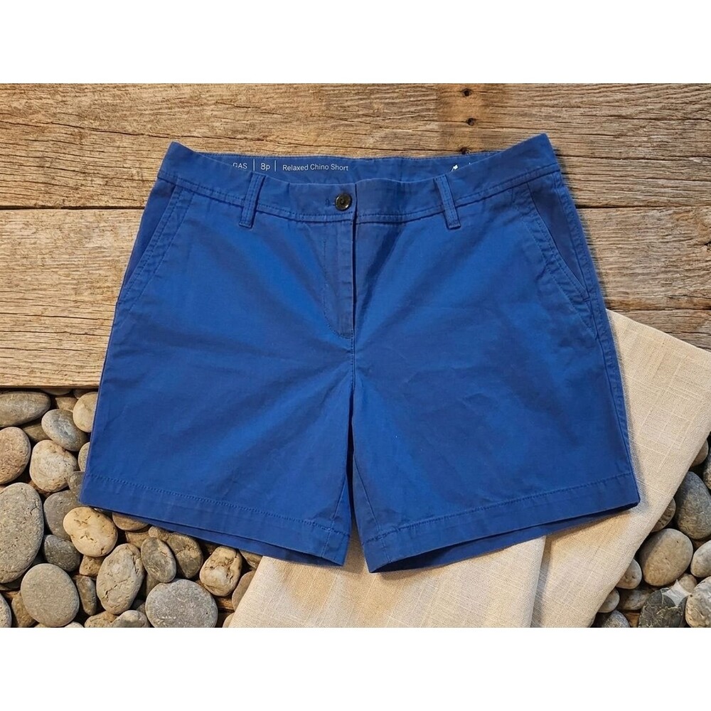 Talbots Women’s Relaxed Chino Shorts 8P Blue Cotton Casual Summer Classic Style